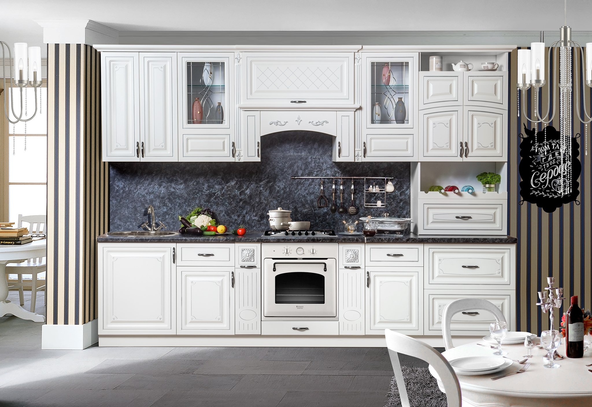 Кухонная мебель "Прага" серебро