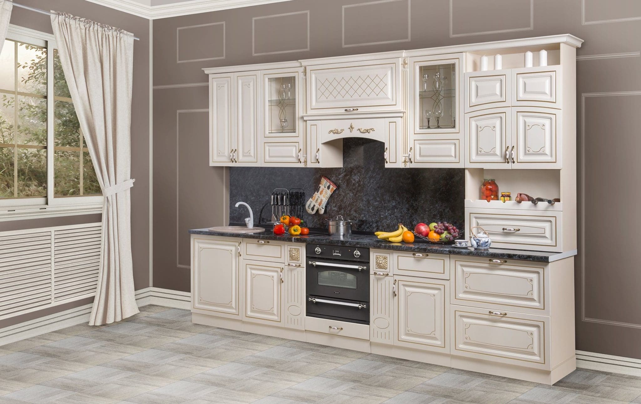 Кухонная мебель "Прага" золото