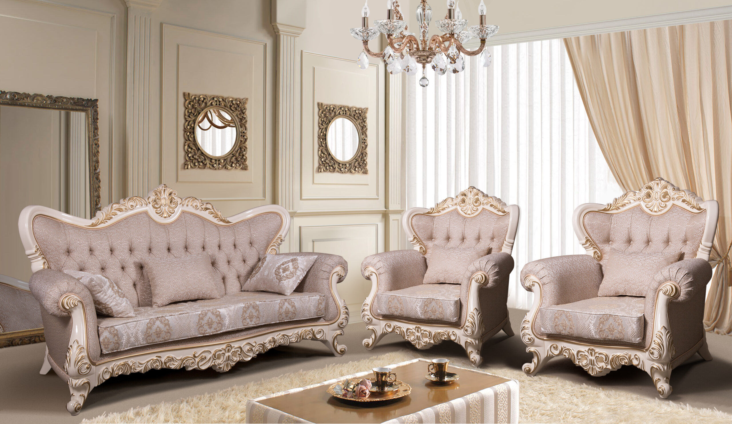 Мягкая мебель "Фериде" крем от мебельной фабрики "СКФМ" Мягкая мебель "Фериде" крем от мебельной фабрики "СКФМ"