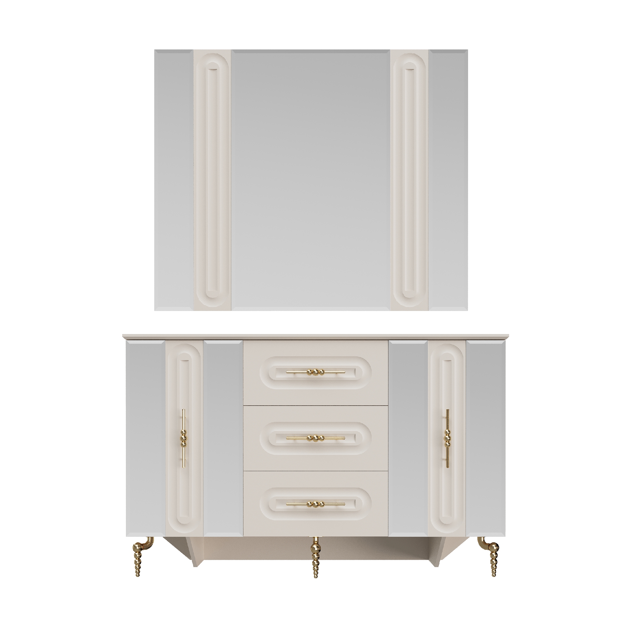 Комод с зеркалом_galaxy Спальная мебель "Галакси" Сатин | Комод