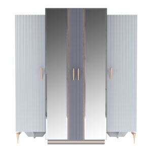 Спальная мебель "Самира" серо-белая | Шкаф 4-х дверный