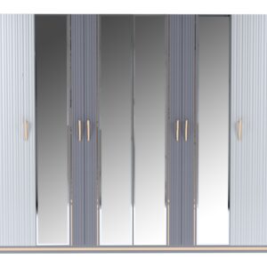 Спальная мебель "Самира" серо-белая | Шкаф 6-ти дверный