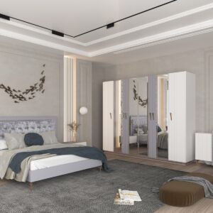 Спальная мебель "Самира" 6 двер серо-белая |