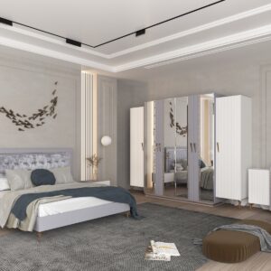 Спальная мебель "Самира" 6 двер с ножками серо-белая |